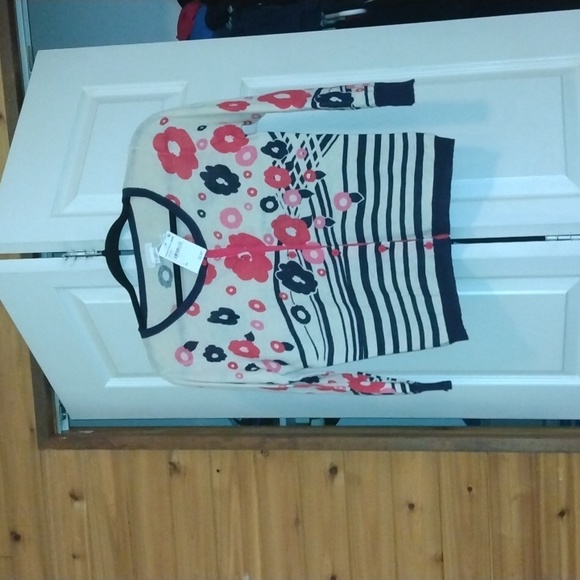 Cooperative Nordstrom floral blue and pink button down cardigan Sz Small - Picture 3 of 17